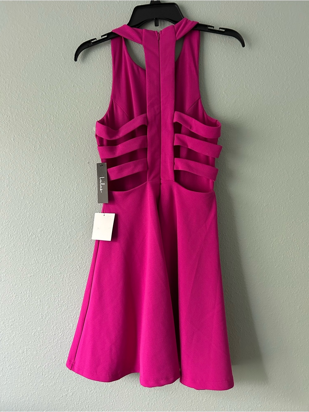 Lulus Call Back Fuchsia Pink Backless fit and flare Skater mini Dress size S - Picture 3 of 12